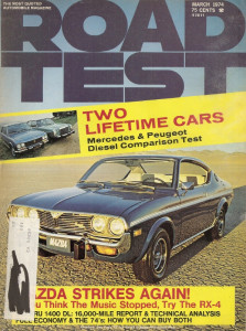ROAD TEST MAGAZINE 1974 MAR - MAZDA RX-4, DIESELS, BAGHEERA 1+2 GT, DIESELS
